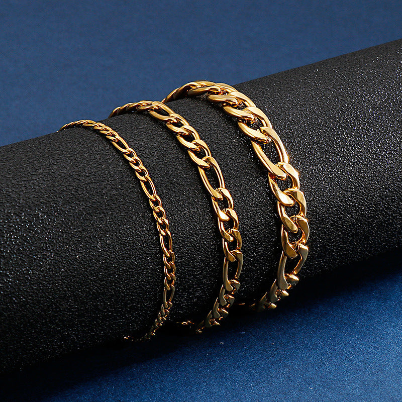 Hip Hop Gold Stainless Steel Chain Bracelet for Men and Women - view 1
