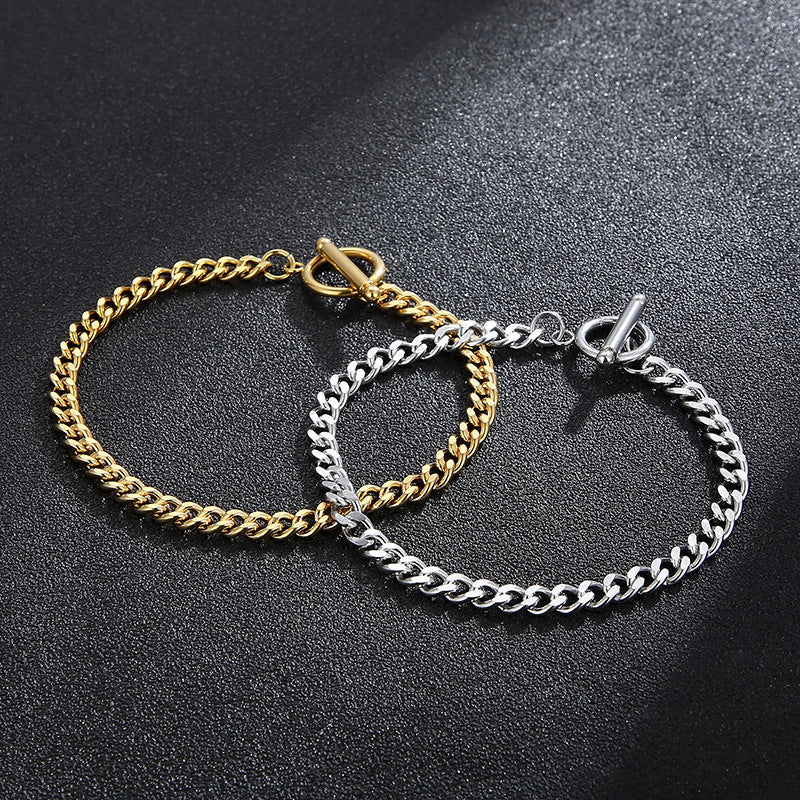 Wholesale Stainless Steel Cuban Link Chain Bracelet with OT Clasp - view 1