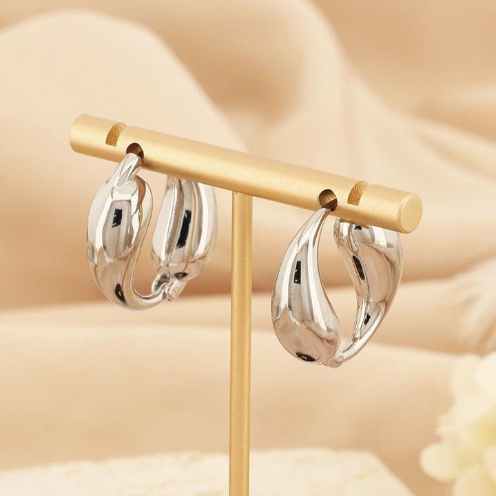 Kalen Stainless Steel Hollow Double Fish Hoop Earrings for Women - kalen