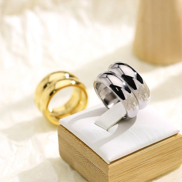 Kalen Stainless Steel Hollow Chunky Geometry Ring for Women - kalen