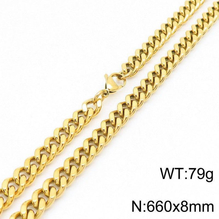 Wholesale 8/10mm Brushed Matte 2-Side Cut Curb Cuban Chain Necklace with Lobster Clap - kalen