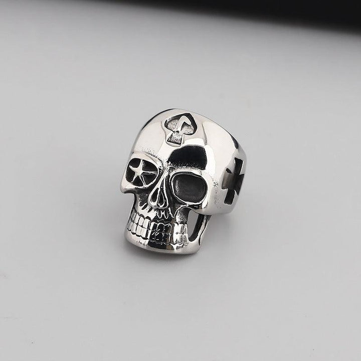 Kalen Punk Casting Gothic Exaggerated Skull Stainless Steel Ring for Men - kalen