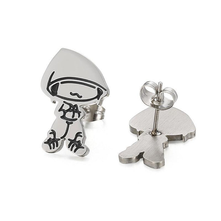 Kalen Stainless Steel Cute Cartoon Enamel Stud Earrings for Women - kalen