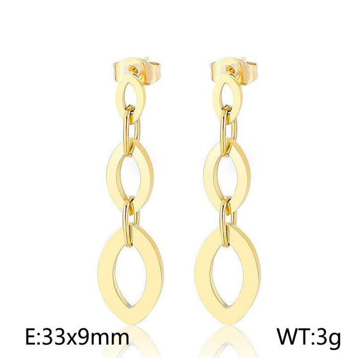 Kalen Stainless Steel Geometry Oval Chain Drop Earrings for Women - kalen