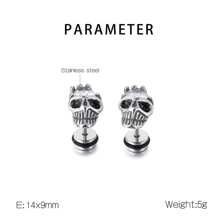 Kalen Punk Casting Skull Stud Earrings for Men Women - kalen