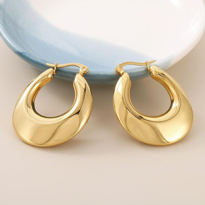 Kalen Stainless Steel Chunky Hollow U-Shape Hoop Earrings for Women - kalen