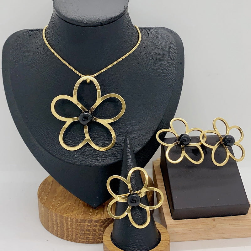 Wholesale Stainless Steel Flower Jewelry Set with Pearls – kalen