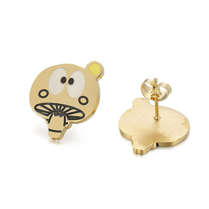 Kalen Stainless Steel Cute Cartoon Enamel Stud Earrings for Women - kalen