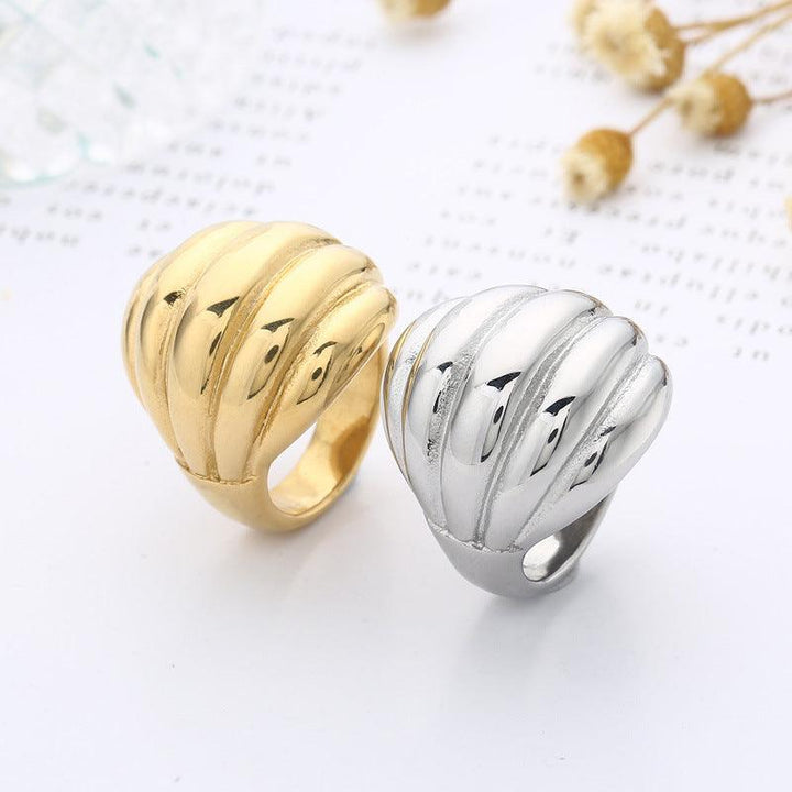 Kalen Wholesale Stainless Steel Hollow Chunky Geometry Croissant Ring for Women - kalen