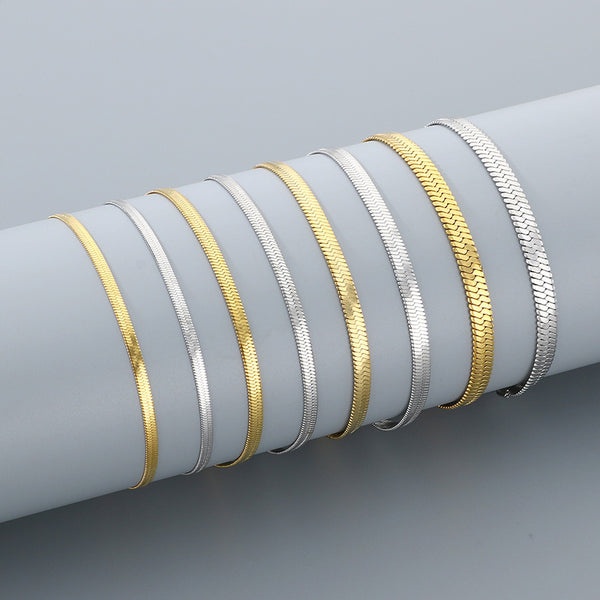 Unisex 18K Gold Blade Link Stainless Steel Chain Bracelet