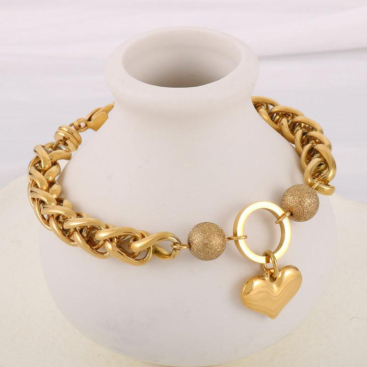 Kalen Fashion Stainless Steel 18K Gold Plated Bead Ball Heart Charm Wholesale Bracelets for Women - kalen