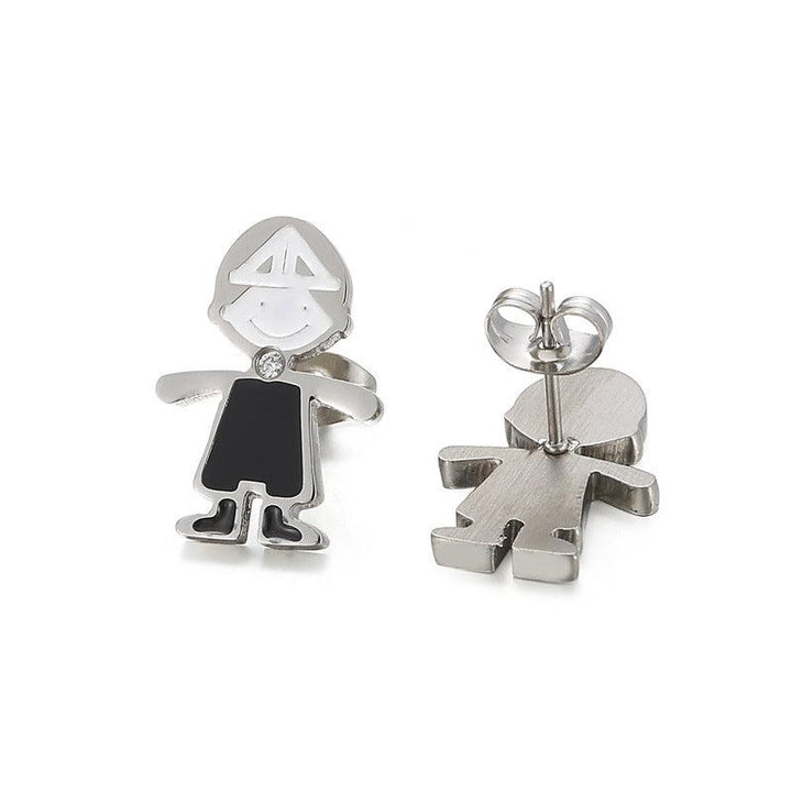 Kalen Stainless Steel Cute Cartoon Enamel Stud Earrings for Women - kalen