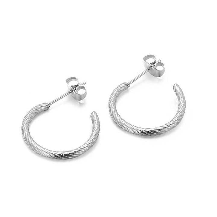 Kalen 20mm Stainless Steel C-Shape Twist Stud Earrings for Women - kalen