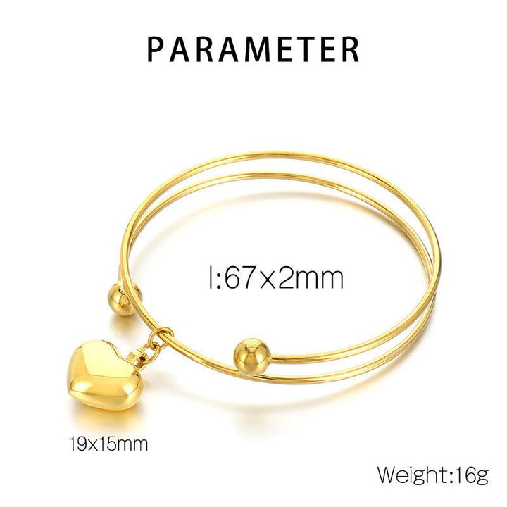 Stainless Steel Heart Charm Bracelet Bangle Wholesale For Women - kalen