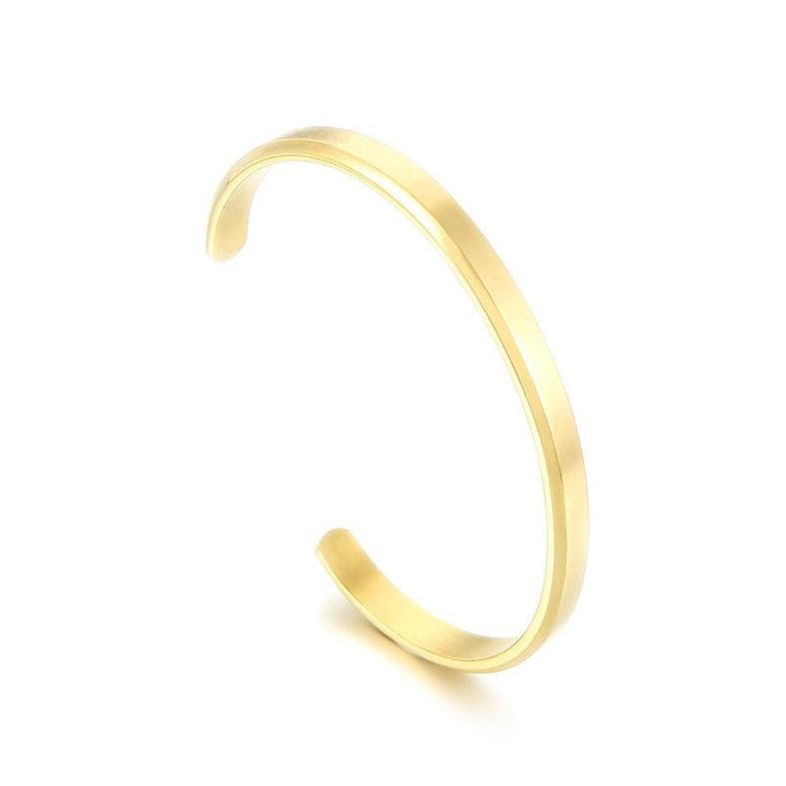 KALEN 6mm Stainless Steel Gold Color Cuff Bangles Bracelet for Men - kalen