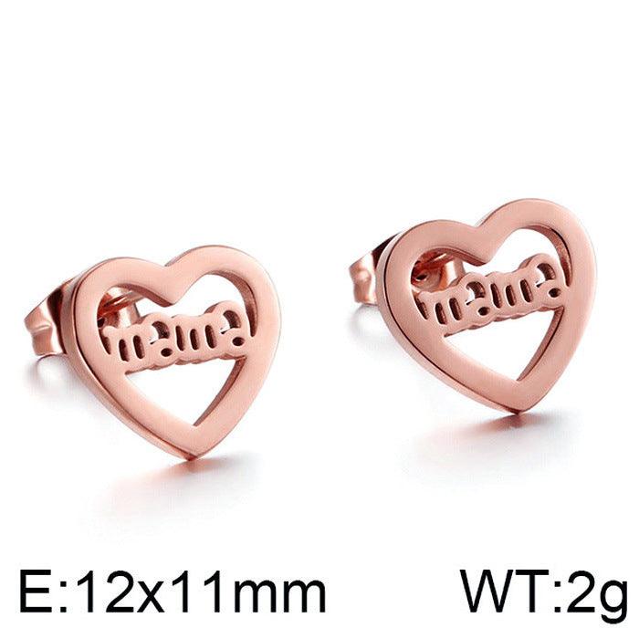 Kalen Stainless Steel Heart Mom Mother Stud Earrings for Women - kalen