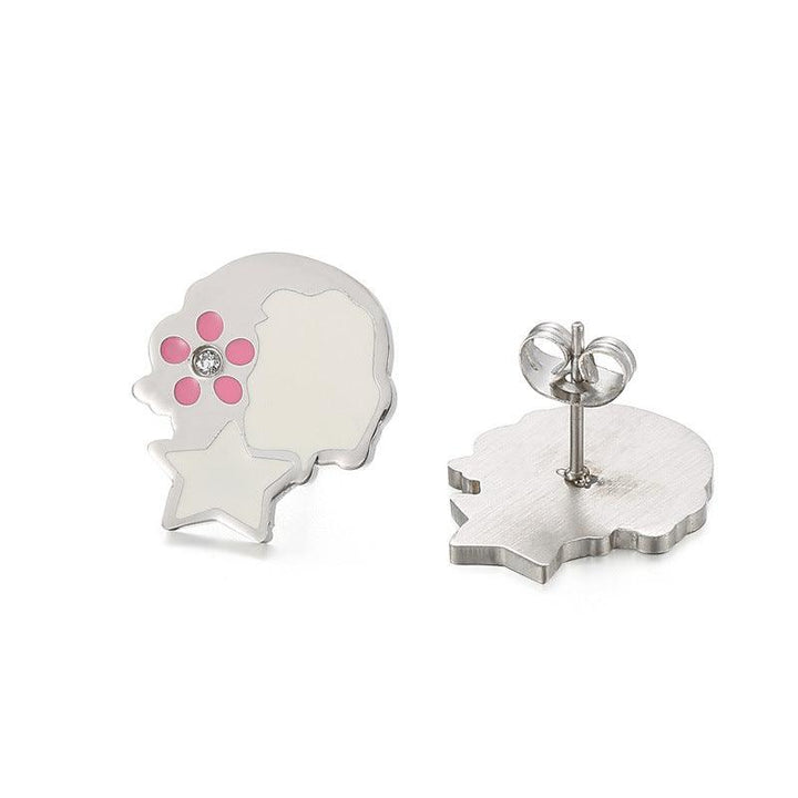 Kalen Stainless Steel Cute Cartoon Enamel Stud Earrings for Women - kalen