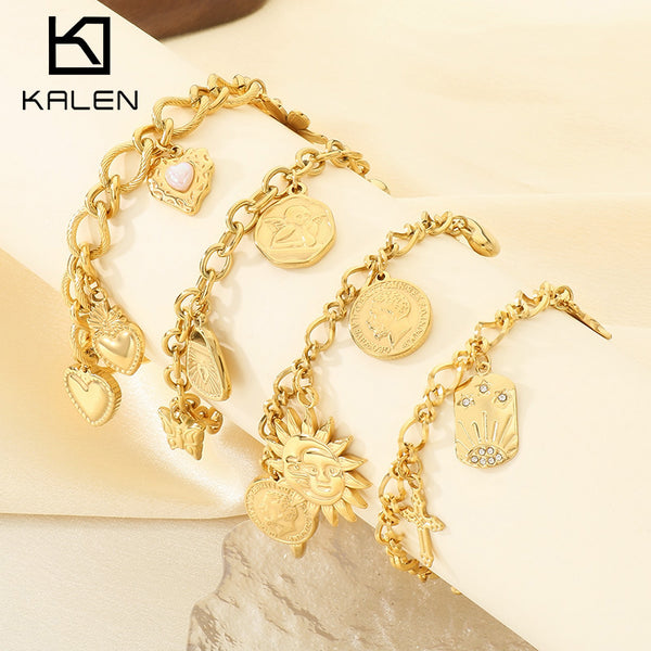 Multi-Charm Crystal Chain Bracelet
