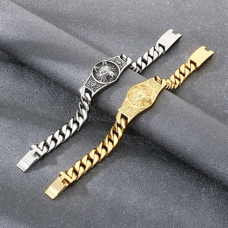Wolf King Cuban Chain Bracelet - view 1