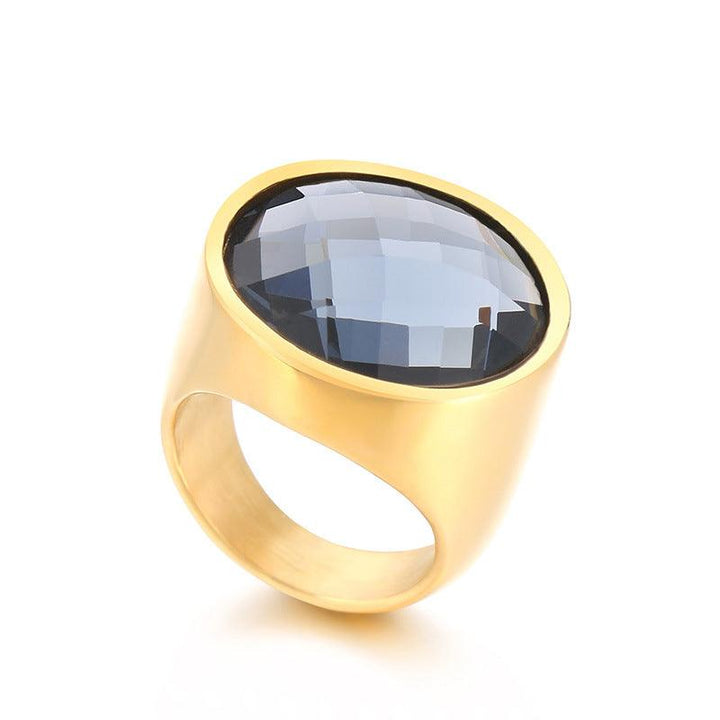 22mm KALEN Wholesale Stainless Steel Natural Stone Glass Rings For Women - kalen