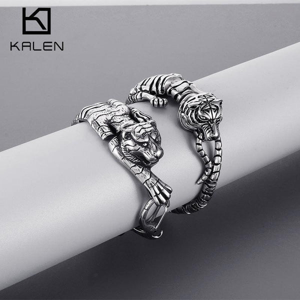 Kalen Tiger Dragon Animal Charm Bracelet Bangle for Men - kalen