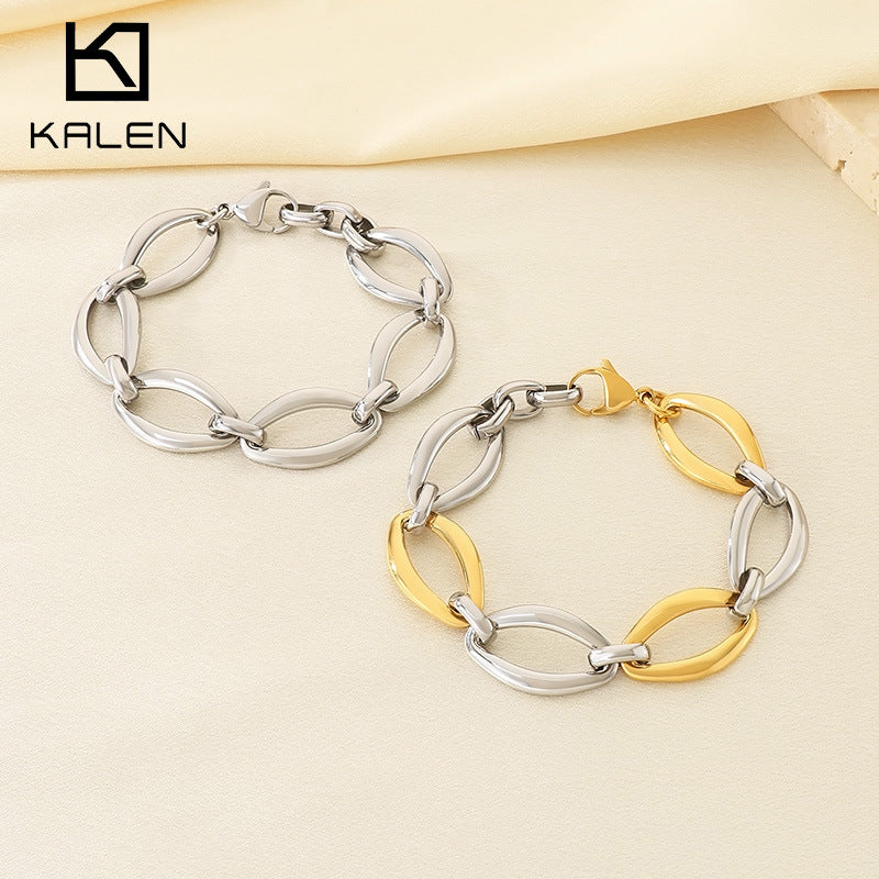 Wholesale Stainless Steel Two-Tone Chunky Chain Link Bracelet - view 1