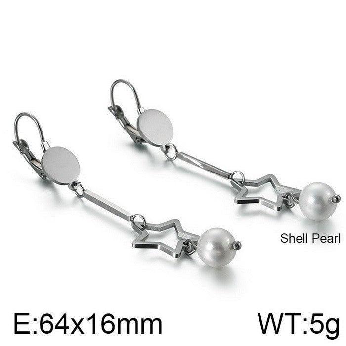 Kalen Stainless Steel Geometry Start Pearl Drop Earrings for Women - kalen