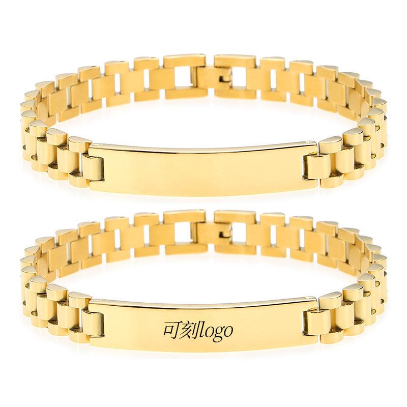 Kalen 10/12/15mm Stainless Steel Blank ID Watch Chain Bracelet for Men - kalen