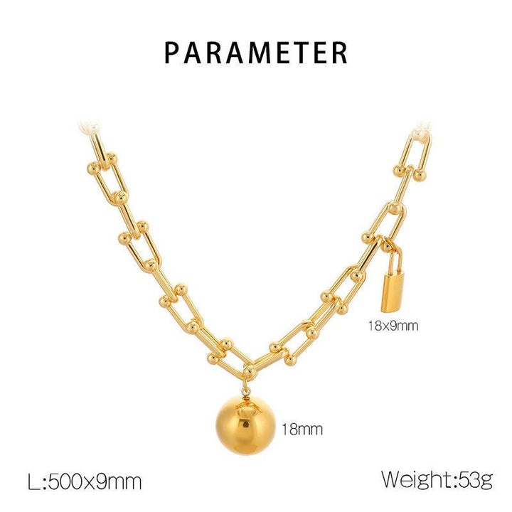 Kalen U-Shaped Chain Ball Lock Charm Bracelet Pendant Necklace for Women - kalen