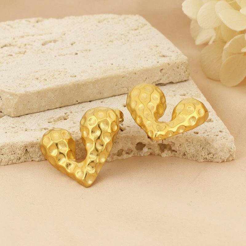 Kalen Stainless Steel Hollow Heart Stud Earrings for Women - kalen