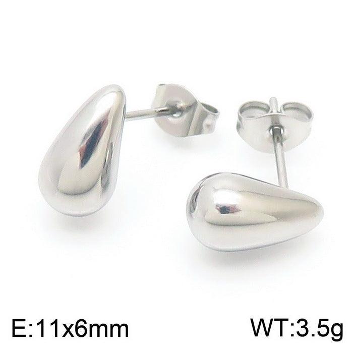 Kalen 11*6mm Waterdrop Hollow Chunky Stainless Steel Stud Earrings For Women - kalen