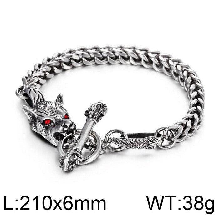 Kalen 8mm Franco Foxtail Chain Dragon Charm Bracele With OT Clap For Men - kalen