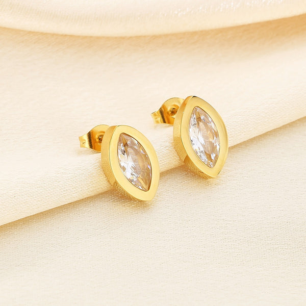 Wholesale Stainless Steel Marquise Zircon Stud Earrings