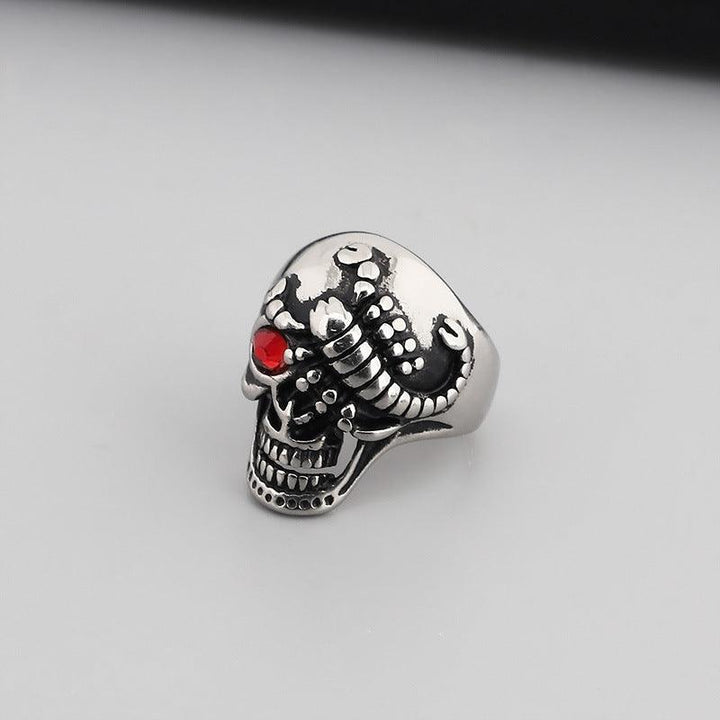 Kalen Punk Casting Gothic Exaggerated Skull Stainless Steel Ring for Men - kalen