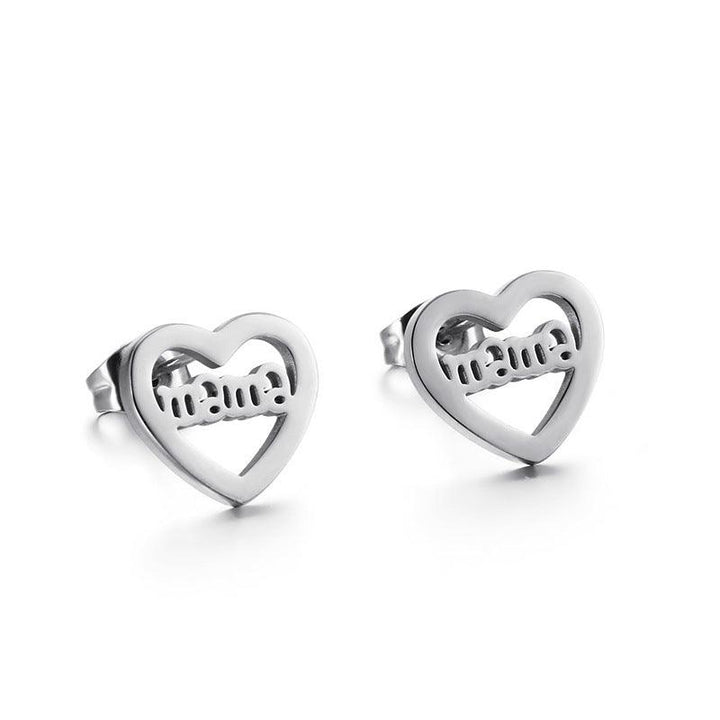 Kalen Stainless Steel Heart Mom Mother Stud Earrings for Women - kalen