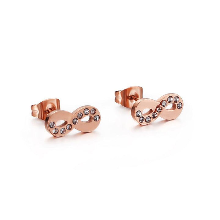 Kalen Stainless Steel Cute Infinity Zircon Stud Earrings for Women - kalen