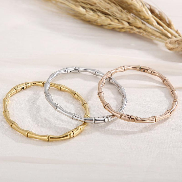 KALEN 4.5mm Stainless Steel Bamboo Bangles Bracelet For Women - kalen