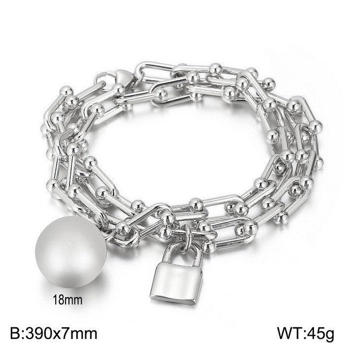 Kalen U-Shaped Chain Ball Lock Charm Bracelet Pendant Necklace for Women - kalen