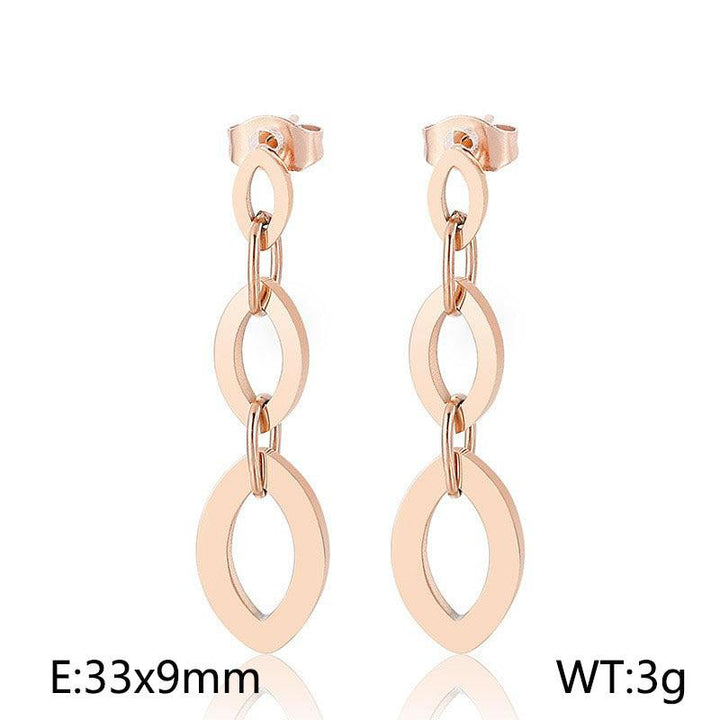 Kalen Stainless Steel Geometry Oval Chain Drop Earrings for Women - kalen