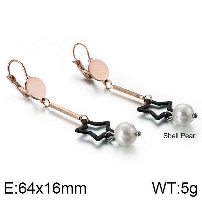 Kalen Stainless Steel Geometry Start Pearl Drop Earrings for Women - kalen