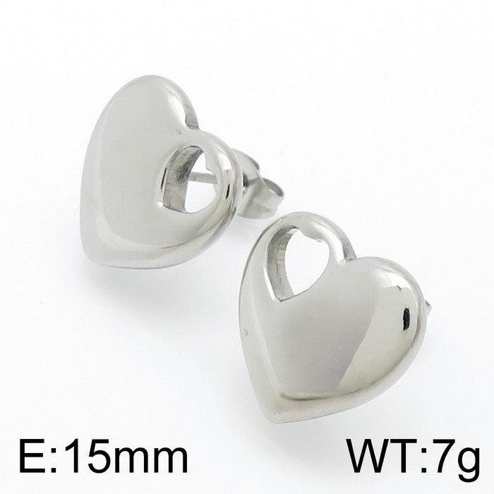 Kalen Wholesale Stainless Steel Heart Stud Earrings for Women - kalen