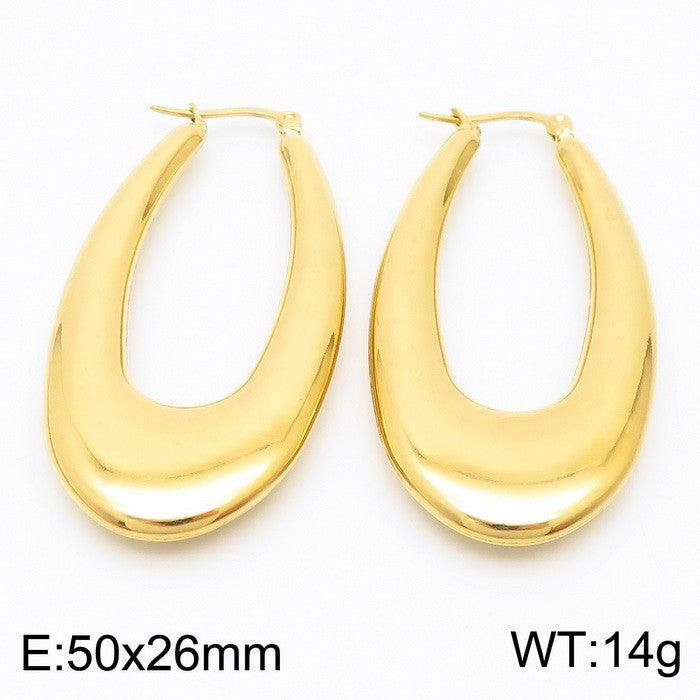 Kalen Stainless Steel Chunky Hollow U-Shape Hoop Earrings for Women - kalen