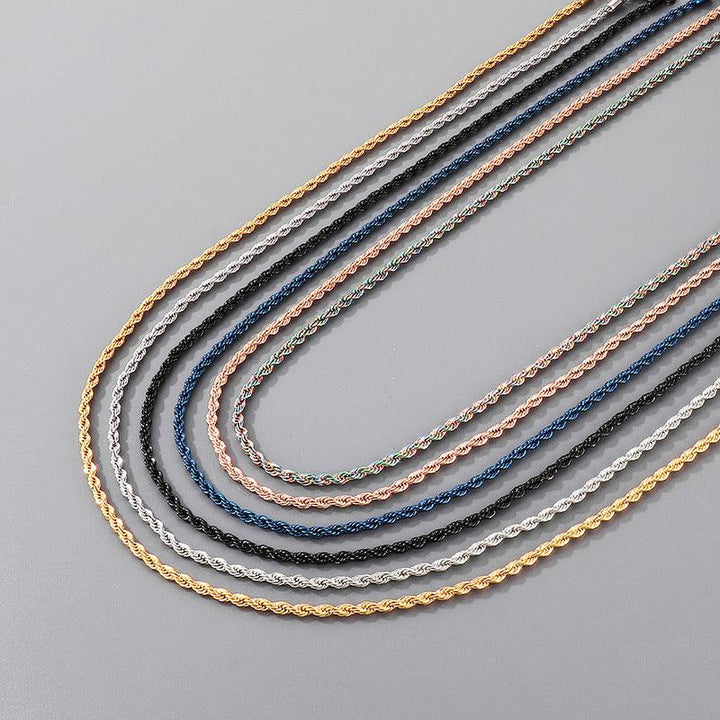 3*600mm Rope Twist Stainless Steel Chain Necklace - kalen