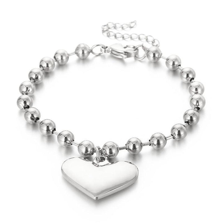 Kalen 6mm Bead Chain Heart Pendant Bracelet Necklace Jewelry Set For Women - kalen