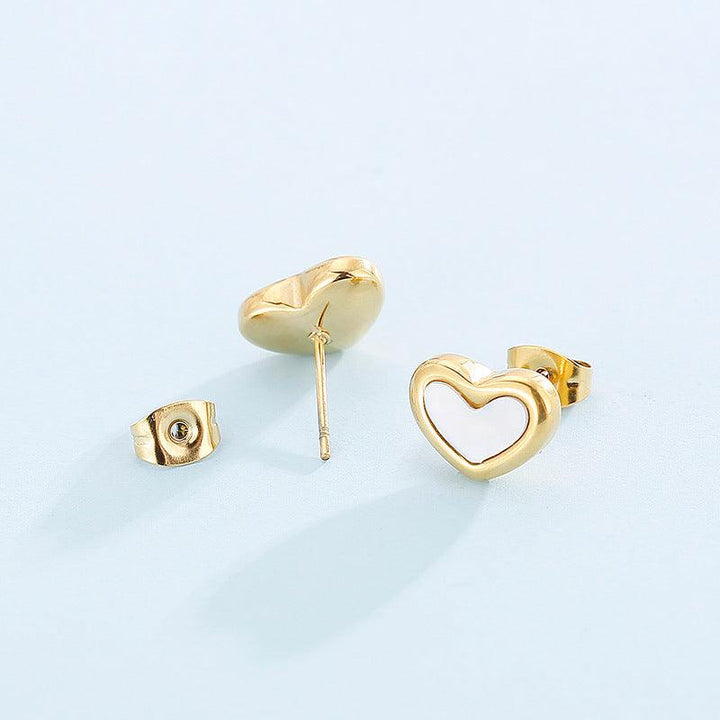 Kalen Stainless Steel Shell Heart Stud Earrings for Women - kalen