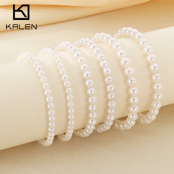 Classic Pearl Bead Stainless Steel Adjustable Bracelet