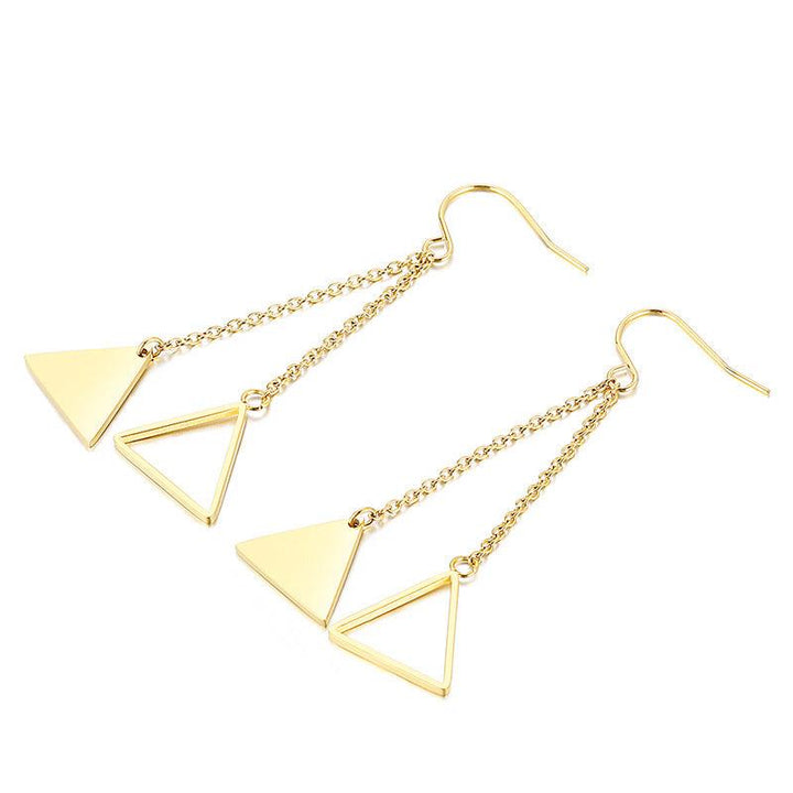 Kalen Stainless Steel Geometry Triangle Chain Drop Earrings for Women - kalen