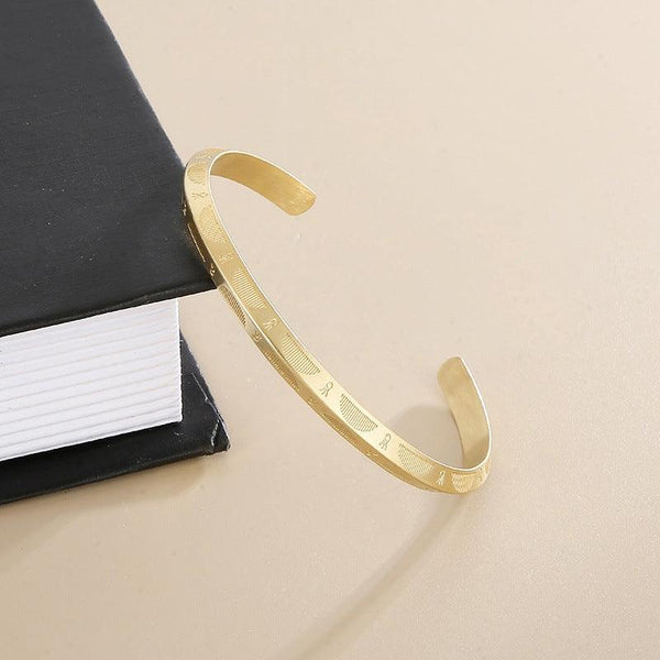KALEN 6mm Stainless Steel Gold Color Cuff Bangles Bracelet for Men - kalen