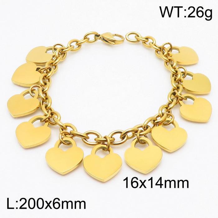 Kalen Fashion Stainless Steel 18K Gold Plated Heart Charm Wholesale Bracelets for Women - kalen