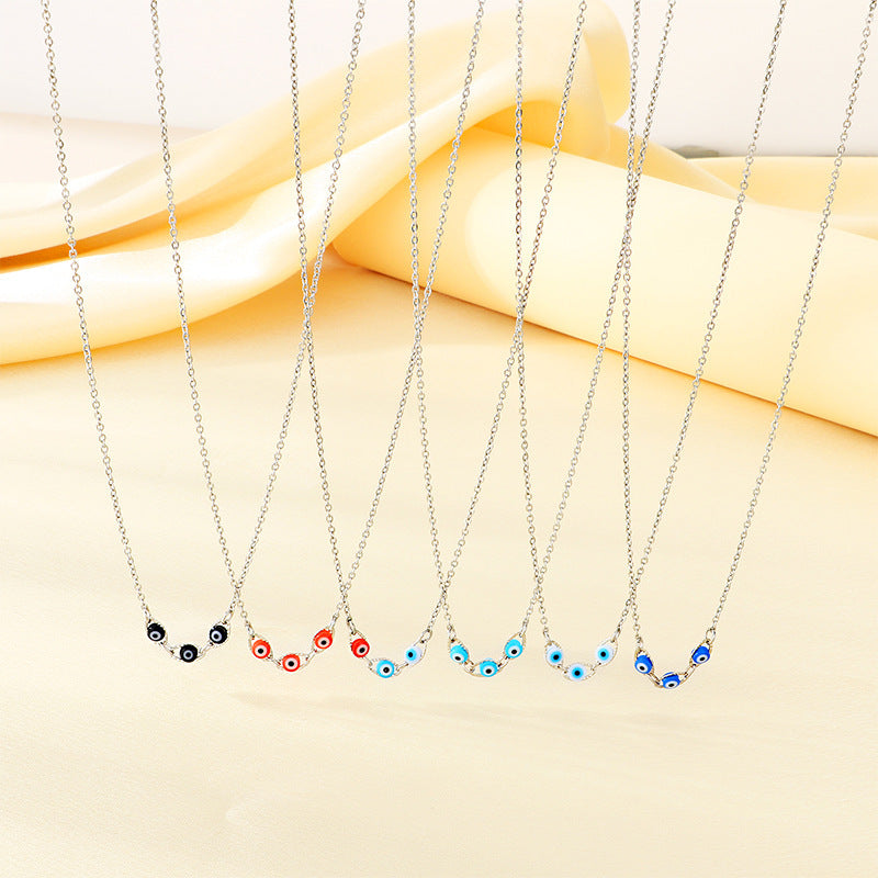 Stainless Steel Evil Eye Pendant Necklace - view 1